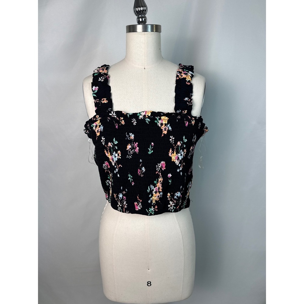 No Boundaries XXL Floral Smocked Crop Top Y2K Preppy Feminine Adjustable Tank